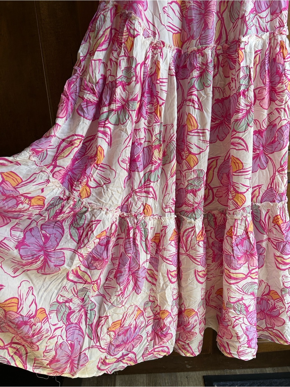 Anthropologie ABEL THE LABEL Pink Floral Strapless Smocked Maxi Dress Size XS - Picture 6 of 10